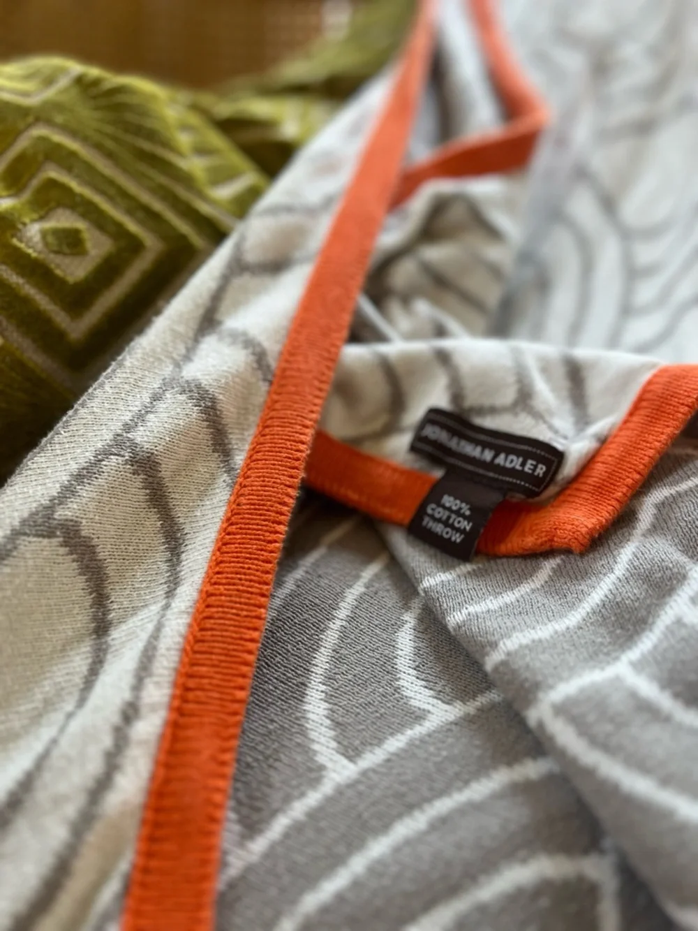 Jonathan Adler scales cotton knit modern throw gray